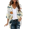 thumbnail image 2 of Nrmvnmi Women's 2024 Open Front Lightweight Cardigans Floral Print Puff Sleeve Kimono Cardigan Loose Boho Cover Ups Casual Tops 2024 Trendy Lightweight Resort Wear, 2 of 5