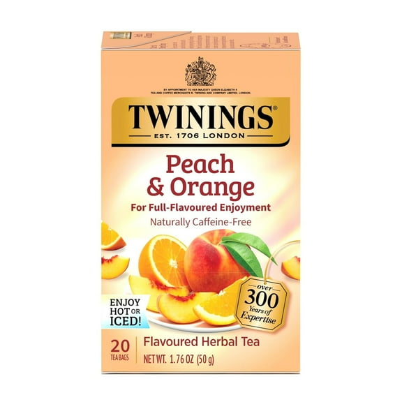 Twinings Peach & Orange Herbal Tea Bag, 20 Count Box