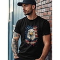 thumbnail image 4 of Camiseta de hombre con bandera estadounidense de águila, algodón, cuello redondo, manga corta, básica, 4 of 7