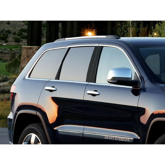 Rvinyl Pillar Post Window Trim Compatible with Jeep Grand Cherokee 2005-2010 - Gloss (Black)
