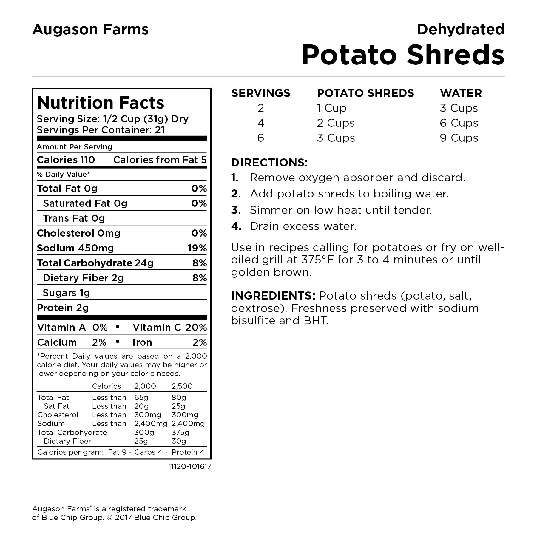 Augason Farms Dehydrated Potato Shreds