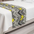 thumbnail image 2 of Retro Bed Runner, Geometric Inspired Creative Illustration with Nostalgic Abstract Zigzags, Decorative Accent Bedding Scarf for Hotels Homes and Guestrooms, King, Yellow Ivory and Grey, by Ambesonne, 2 of 2