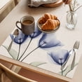 thumbnail image 3 of Retro Spring Placemats Set of 8, Blue Tulip Flower Leaf Beige Non-Slip Place Mats Washable Table Mats for Kitchen Dining Table Decorations Indoor/Outdoor, 3 of 9