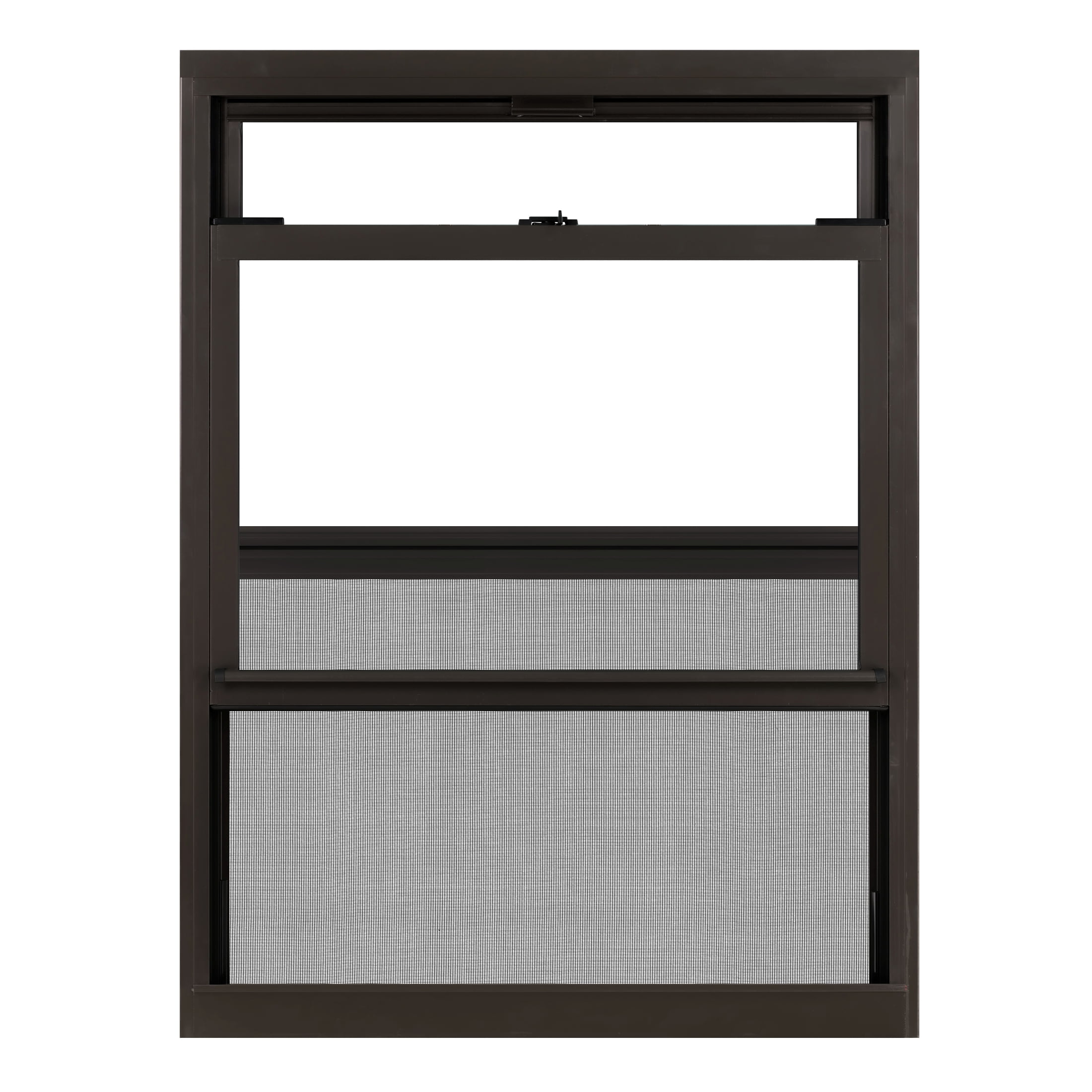 36 in. x 48 in. Brown Aluminum Double Hung Double-Pane Insulated Window with Low-E Glass and Screen