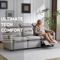 thumbnail image 6 of Ktaxon 86.6" 3 Seater Power Reclining Sofa, Modern Electric Recliner Sofa with Gold Foil Fabric, Adjustable Headrest, USB Charging & Storage Light khaki, 6 of 18