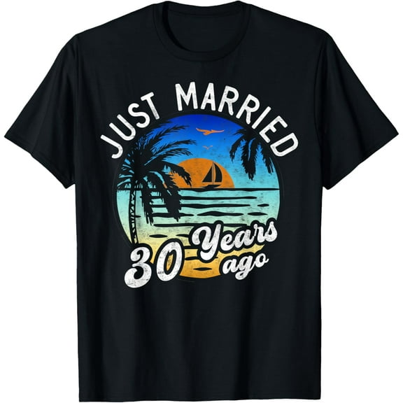 Just Married 30 years Ago 30th Wedding Anniversary Party T-Shirt