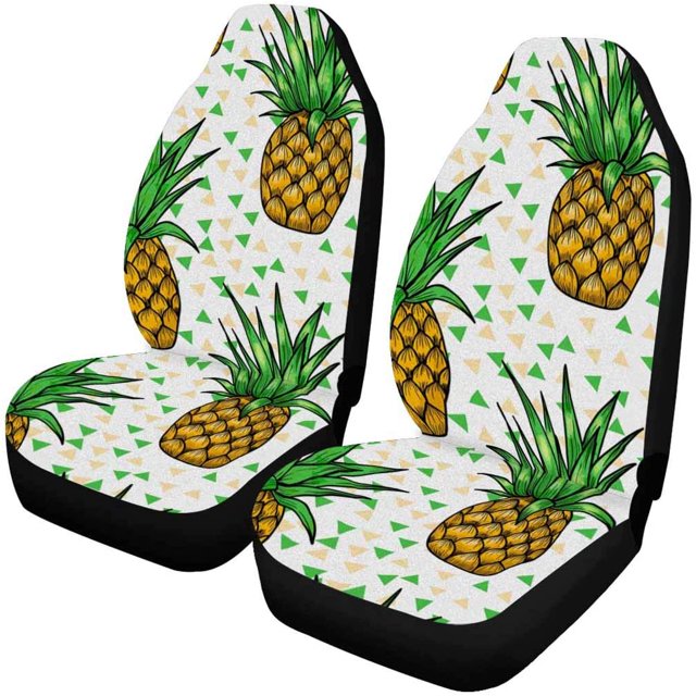 ABPHQTO Juego de 2 fundas para asientos de coche, diseño de piñas brillantes, protector universal para asientos delanteros de coche, apto para coche, SUV, sedán, camión