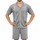 thumbnail image 3 of Ceisia Men's 2 Piece Textured Knit Short Sleeve Button Down Shirt and Shorts Set for Spring Summer Gray M Gifts, 3 of 6