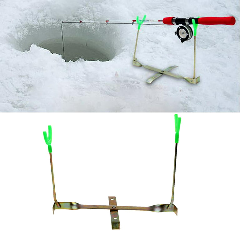 Outdoor Ice Fishing Rod Dual-Holder Rack 360 Rotation Y Shape Pole