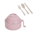 thumbnail image 1 of Ramen Bowl Cooker Set - Wheat Straw Instant Noodles Bowl with Handles Pink, 1 of 5