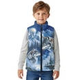 thumbnail image 4 of Xoenoiee Wolf Mountain Forest Moon Print Boys Fleece Jacket Sleeveless Full-Zip Outerwear Cute Warm Fuzzy Winter Coat with Pocket for Kids, Size 7-8 Years, 4 of 7