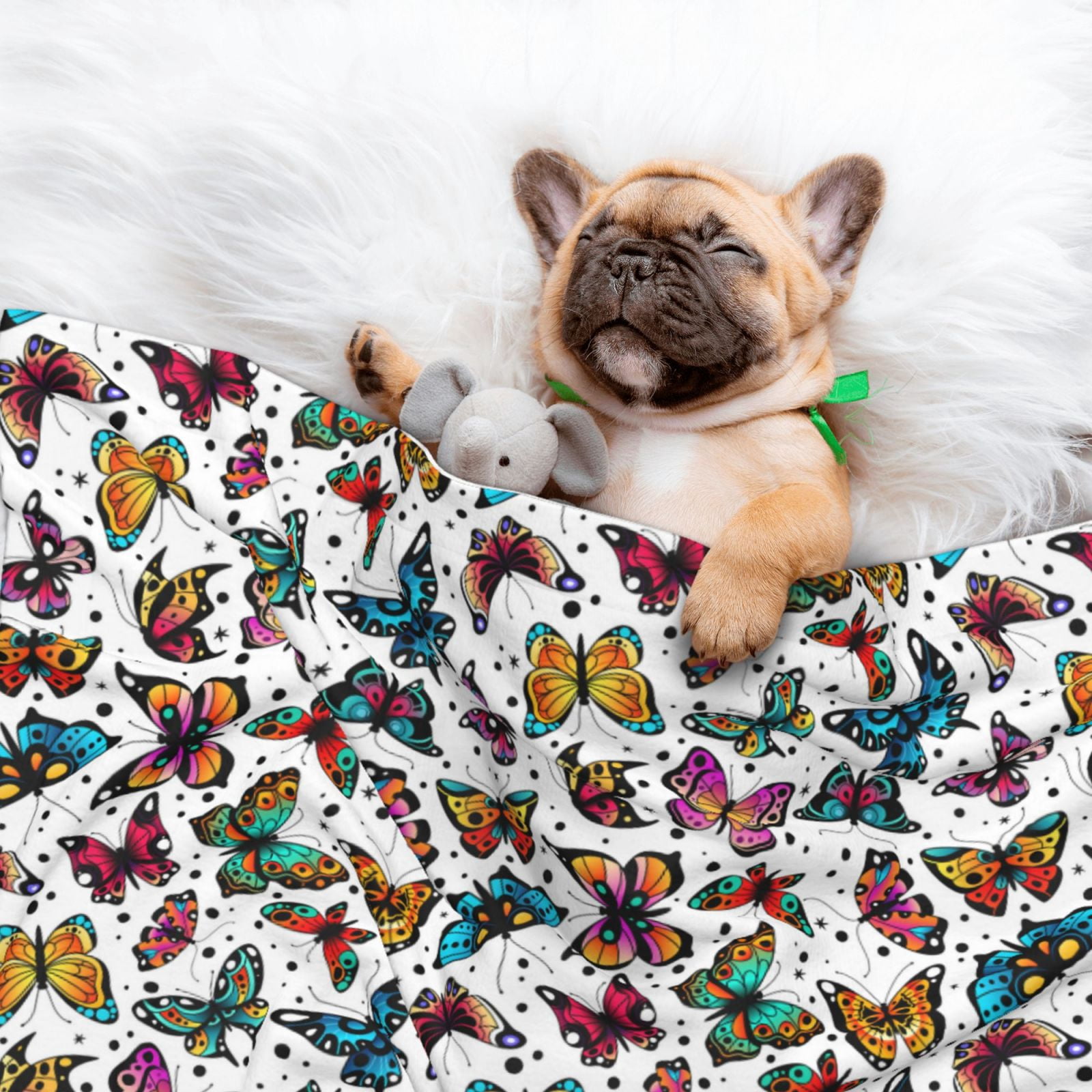 Naloa Colorful Flying Butterflies Dog Blanket, 3 Sizes Cat Blanket for Indoor Cats Large Medium Small Dog Gifts-Medium