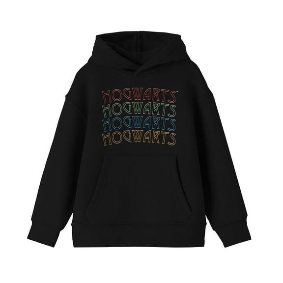 Harry Potter Hogwarts Repeat Text Boy's Black Sweatshirt-S