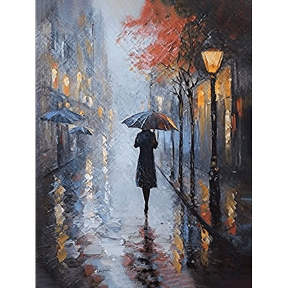 Rainy Day Woman Canvas Painting, Suitable for Living Room, Bedroom, Office, Hallway, and Bathroom Decoration.