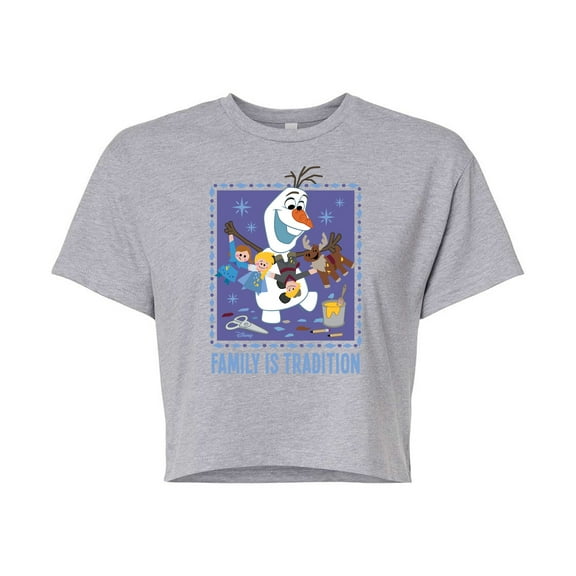 Frozen 2 - Olaf Family Is Tradition - Juniors Cropped Cotton Blend T-Shirt