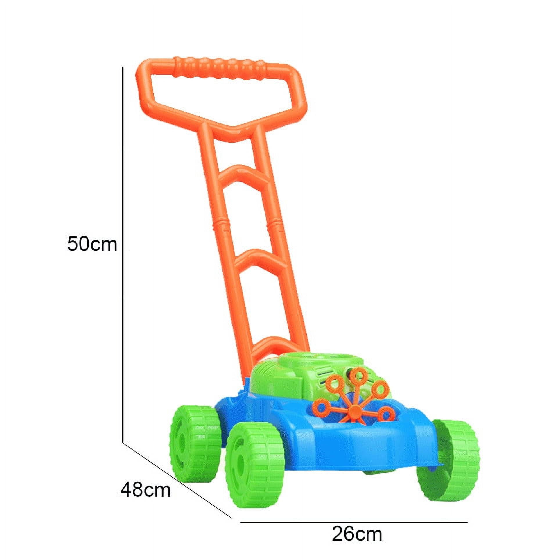 New Kids Auto Spillproof Blowing Mower Outdoor Garden Toy, Bubble Lawn Mower - Outside Push Lawnmower Bubble Blower Machine for Toddlers - Walk Behind Outdoor Activity for Kids