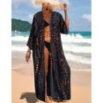 thumbnail image 3 of Women's Bathing Suit Cover Up Plus Size Swimsuit Cover Ups Tie Dye Print Open Front Beach Wear Bikini Kimono Kaftan Dress Alsol Lamesa, 3 of 5