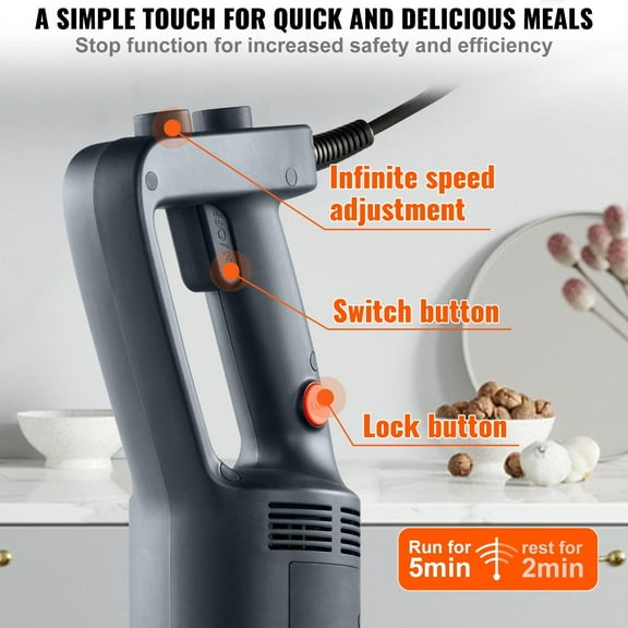 500 Watt Heavy Duty Commercial Immersion Blender, Hand Mixer with 304 Stainless Steel Blade, Variable Speed Stick Blender for Baby Food, Soup, Smoothie, Puree – Reliable & Efficient
