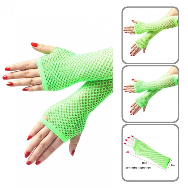 1 Pair High Elastic Fishnet Gloves Arm Cover Nylon Elbow Length