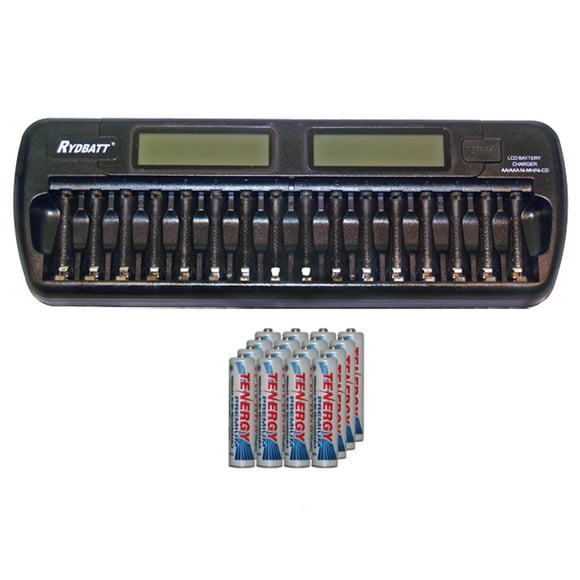 16 AA Baie / AAA Chargeur de Batterie LCD + 16 AAA 1000 mAh Batteries Tenergy NiMH
