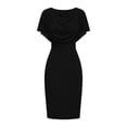 thumbnail image 5 of ClodeEU Women's Draped Batwing Short Sleeve Waist Cinched Midi Pencil Dress,Elegant Wedding Guest Bodycon Dress Black,Women's Plus L, 5 of 5