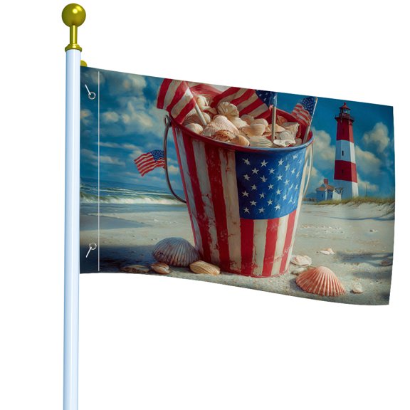 Patriotic 3x5 Ft Polyester Independence Day Outdoor Flag | Durable, No Power Needed, American Flag & Fireworks Design Perfect for July 4th Celebrations & Seasonal Dcor