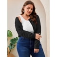 thumbnail image 2 of SHOWMALL Women's Plus Size Cropped Cardigan Long Sleeve Button Down Sweater Casual Knit Tops Shrugs, 2 of 8