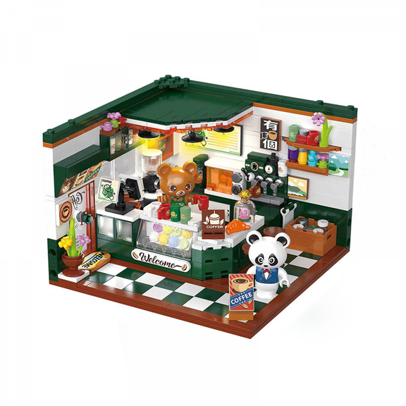 Adults Building Blocks Set Coffee Shop DIY Building Kit with 527Pieces Mini Building Blocks for Home Decor & Gifts