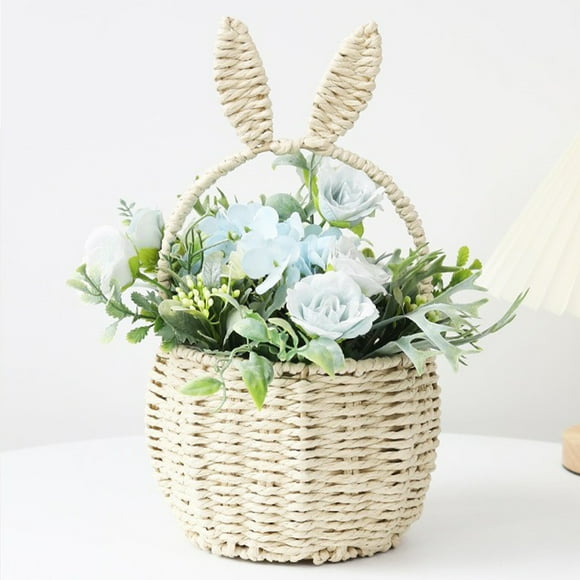 Moluckfu Cesta Con Asa Tejida En De Beige Orejas De