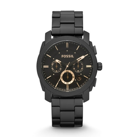 Fossil Men's Machine Mid-Size Chronograph Black Stainless Steel Watch (Style: