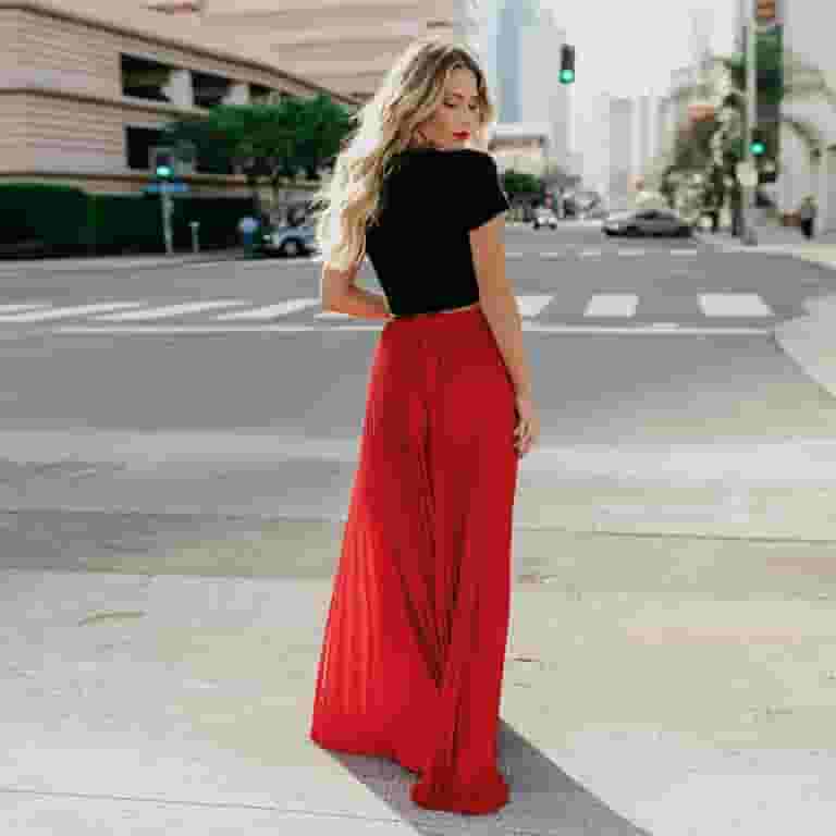 【関税込み】COURREGES 'Multiflex' skirt Maxi Skirts for Women 2025 Solid Color High Waist Pleated