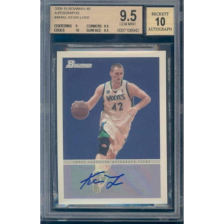 2000 Bowman Autograph - 2009-10 bowman 48 autographs #48 KEVIN LOVE BGS 9.5 (9 9.5 10 9.5) auto 10