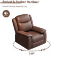 thumbnail image 4 of JERFIT Power Swivel Recliner Chair with USB Charging Port, 360 Degree Swivel Electric Rocker Recliner with Overstuffed Padding, Ergonomic Lumbar Support for Living Room, Dark Brown, 4 of 6