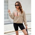 thumbnail image 3 of PUWEI Women's Sherpa Fleece Button Pullover Lightweight Fuzzy Cropped Sweatshirt Coat with Pockets, 3 of 7