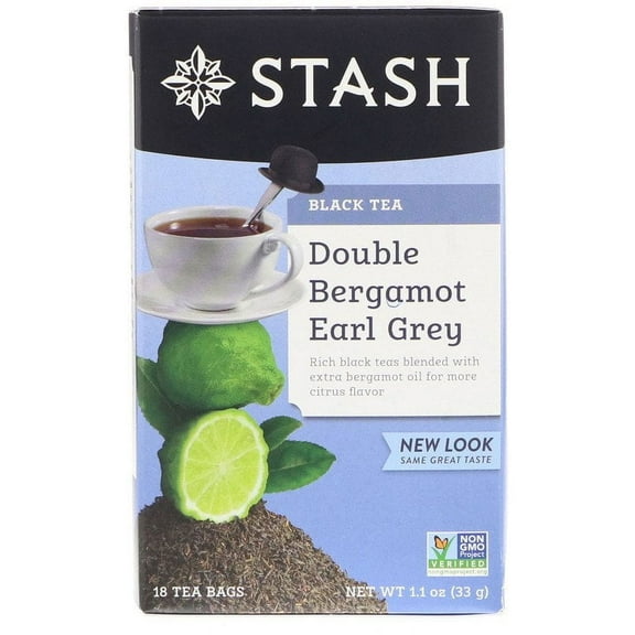 Stash Tea, Black Tea, Double Bergamot Earl Grey, 18 Tea Bags, 1.1 oz Pack of 3