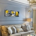 thumbnail image 3 of Canvas Wall Art For Bedroom Wall Decor For Kitchen Living Room Decor Girls Room Wall Decorations Black And White Wall Pictures Artwork Yellow Rose Flowers Canvas Prints Bathroom Home Decor 3 Piece, 3 of 6