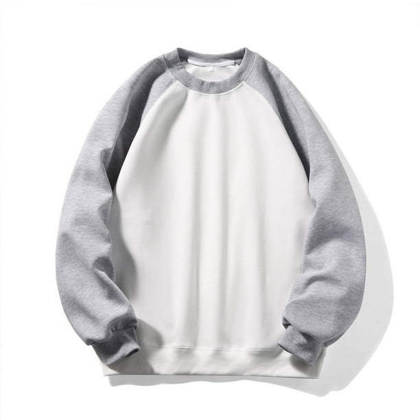 Blusas y camisas de manga larga con cuello redondo y detalles deportivos para hombre, sudadera con cuello redondo y manga larga, sudadera con capucha lisa, blusa de algodón para hombre