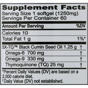 Amazing Herbs Black Seed Oil Capsules - Cold Pressed - 60 Softgel Capsules - 60 Count,1250mg