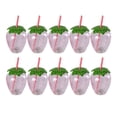 thumbnail image 1 of 10 Vasos Para Beber Con Y Diseño De Fresa Para Niños, Para Cumpleaños En El Hogar Hawaiano, Transparentes Claro, 1 of 8