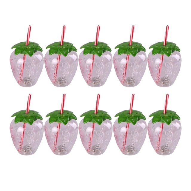 10 Vasos Para Beber Con Y Diseño De Fresa Para Niños, Para Cumpleaños En El Hogar Hawaiano, Transparentes Claro