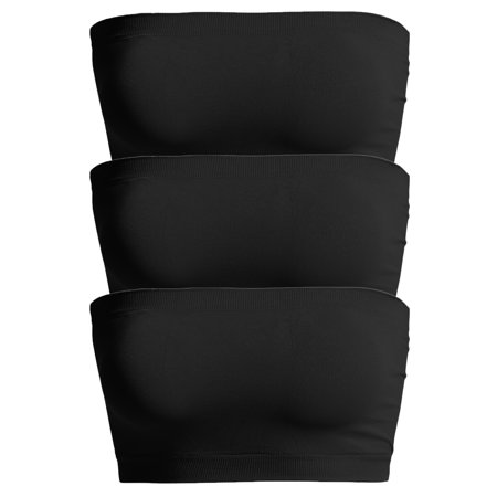 

TheMogan Women s Nylon/Span Stretch Bandeau Bra Top Strapless Seamless Bralette