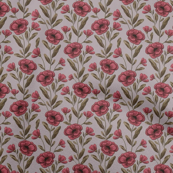 oneOone Cotton Poplin Maroon Fabric Floral Sewing Craft Projects Fabric Prints By Yard 42 Inch Wide