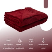 English Home Fleece Throw Blanket,Soft Plush Blanket for Couch Sofa or Bed Throw Size, Super Cozy and Comfy for All Seasons, Burgundy 130x170 (cm)