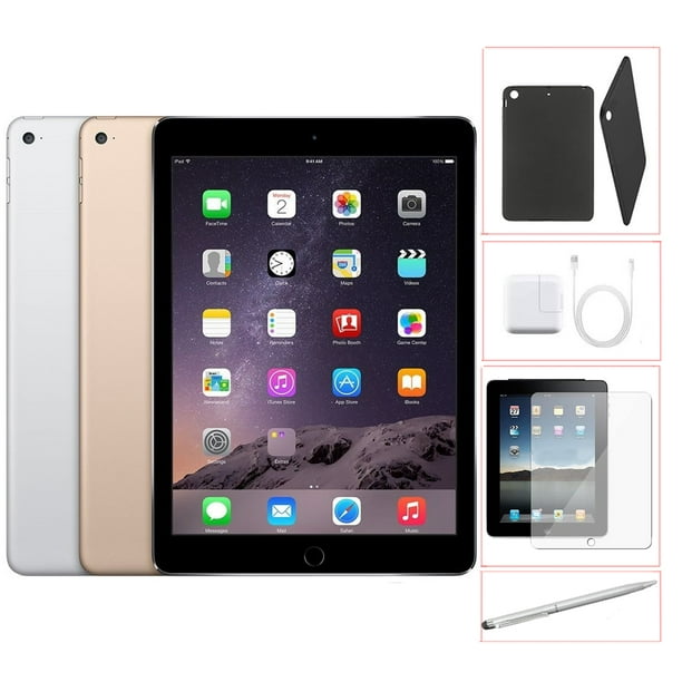 Refurbished Apple iPad Air 2 128GB Silver -WiFi - Bundle - Case, Rapid  Charger, Pre-Installed Tempered Glass & Stylus Pen