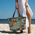 thumbnail image 3 of Wukai Rich Fish Print Zipper Bag,large Beach Tote Bag,Waterproof Sandproof Bag,Grocery and Picnic Tote Travel Bag, 3 of 5