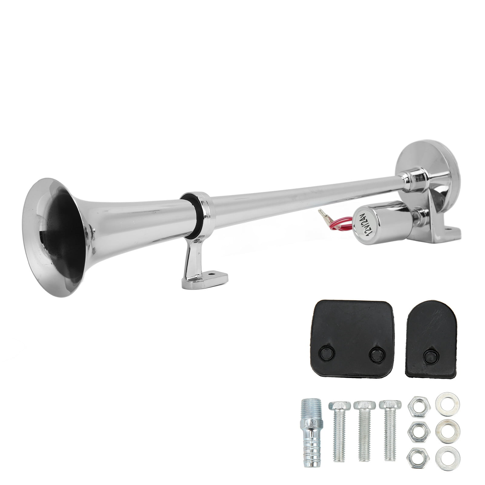 ECCPP 12V 135dB Air Horn Kit – 4 Chrome Trumpets, Solenoid, Compressor – Direct Fit For Truck, Car, SUV