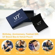 U7 Simple Leather Bracelets For Men Boys Adjustable Braided Leather Wristband ID Tag Stainless Steel Bracelet Fathers Day Gift,19cm/7.5 Inch