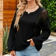thumbnail image 6 of BLVB Womens Fall Sweaters Trendy Hollow out Crew Neck Long Sleeve Casual Loose Knit Pullover Sweater Tops, 6 of 9