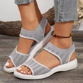 thumbnail image 2 of Pandaie Walking Sandals Women Arch Support Hiking Sport Shoes Mesh Breathable Athletic Memory Foam Summer Slip on Sneakers Grey Size 9.5, 2 of 9