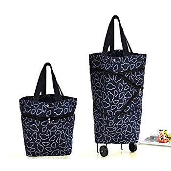 HHYSPA Collapsible Trolley Bags Folding Shopping Bag with Wheels Foldable Shopping Cart Reusable Shopping Bags 2-1 Shopping Cart for Home Supermarket of Heavy-Duty Capacity Bag Green HHYSPA Collapsible Trolley Bags Folding Shopping Bag with Wheels Foldable Shopping Cart Reusable Shopping Bags 2-1 Shopping Cart for Home Supermarket of Heavy-Duty Capacity Bag Green